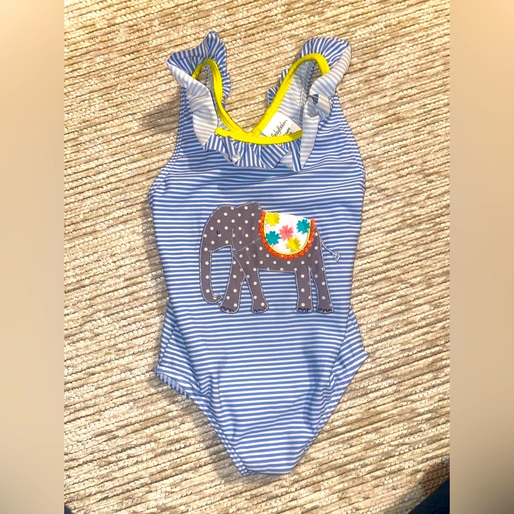 Baby Boden Blue Striped Elephant Kids Swimsuit 18-24M